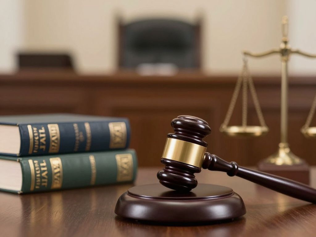 Courtroom setting illustrating justice and legal consequences.