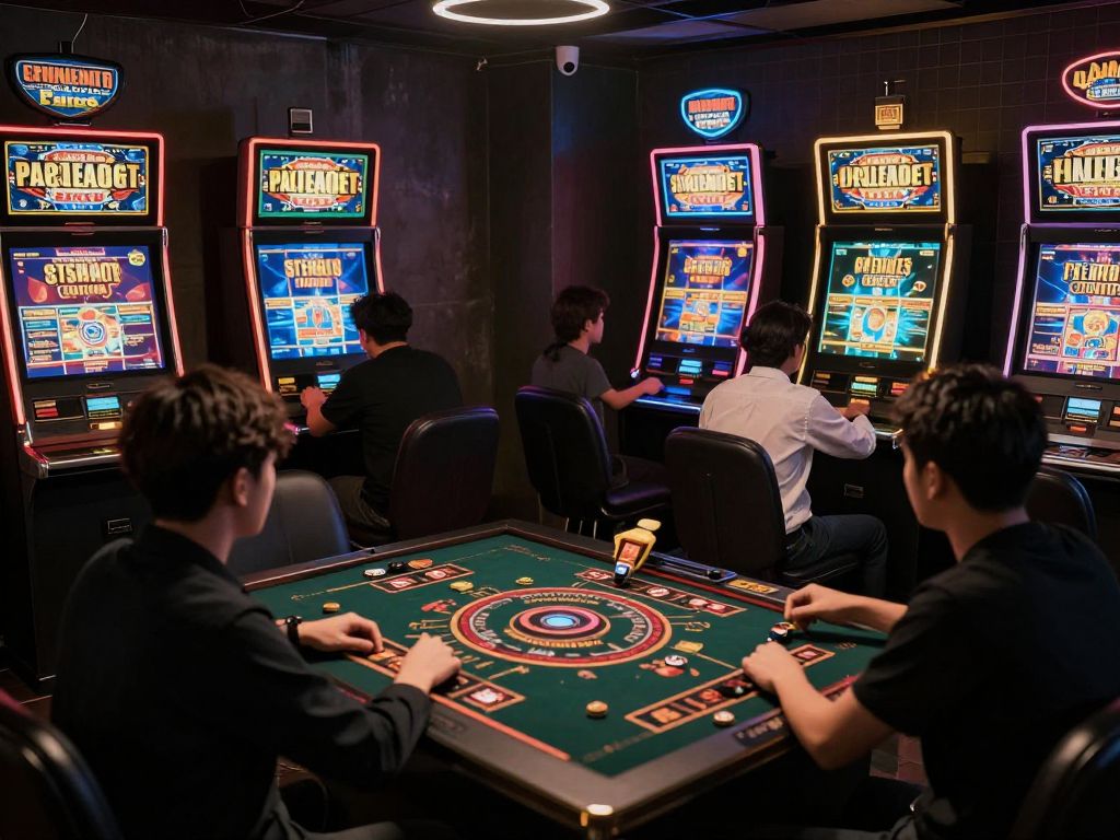 Illegal video poker machines in a hidden gambling den