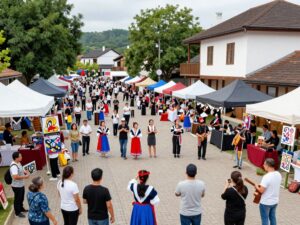 Local residents celebrating at a community cultural festival in Chapin.