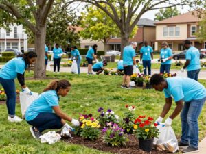 Residents participating in Chapin's Town Cleanup Day