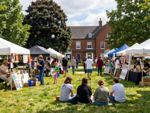 Scene from Chapin Spring Festival with local artisans and vendors