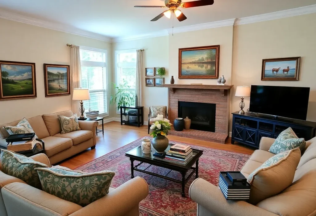 Living room showcasing local artwork in Chapin SC