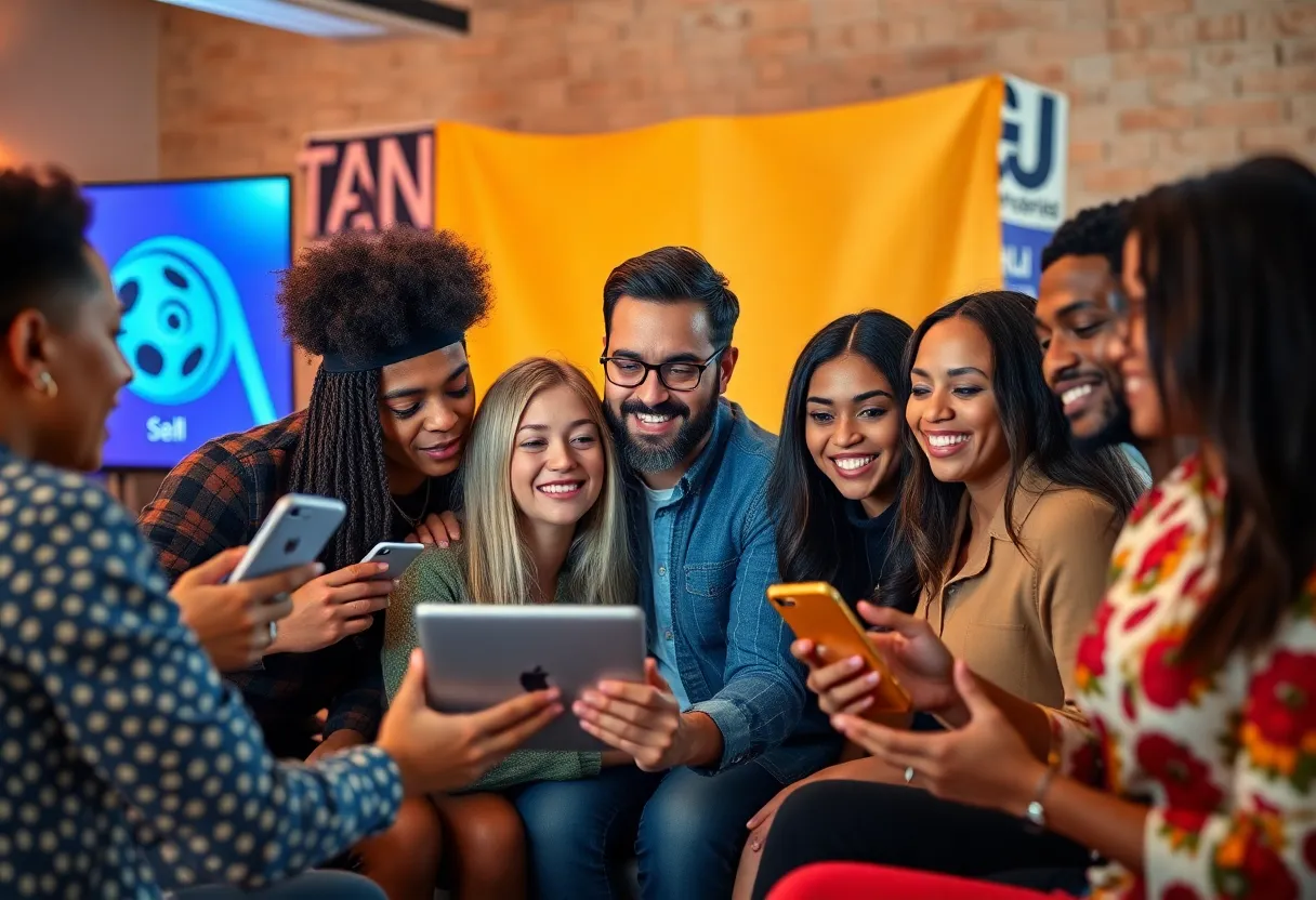 Group of social media influencers brainstorming a marketing strategy